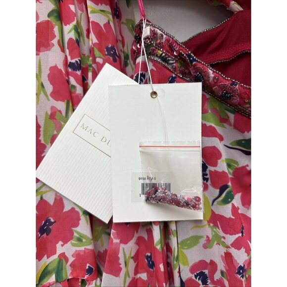 Mac Duggal Size 0 Pink Floral 9158 Bell Sleeve Mini Cocktail Party Dress New - Picture 11 of 14